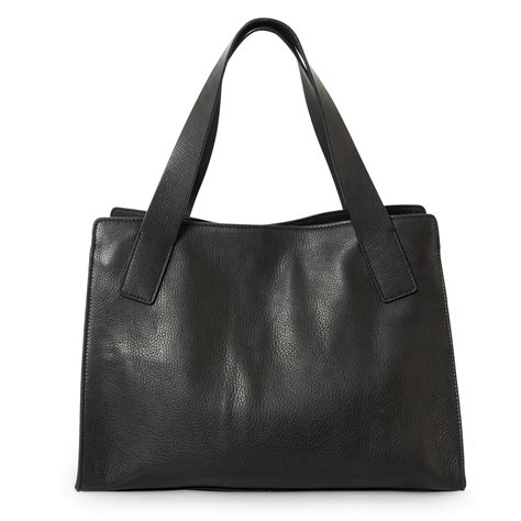 Black Medium Leather Tote Bag 